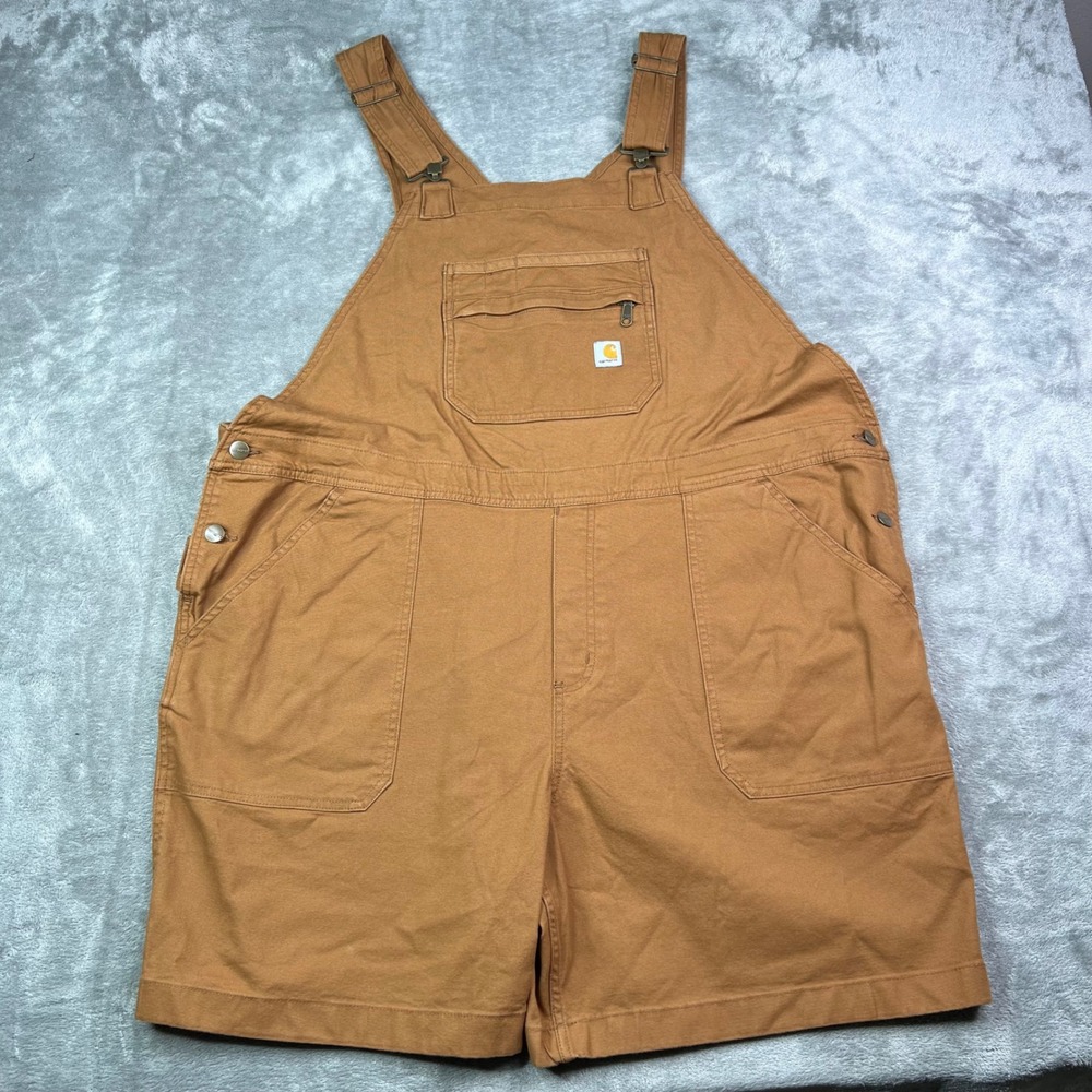 Carhartt Ashland Shortall Overalls Womens 2XL Brown Solid Canvas Stretch Utility